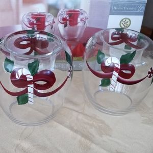 Christmas Glass Votive Candle Holder Set